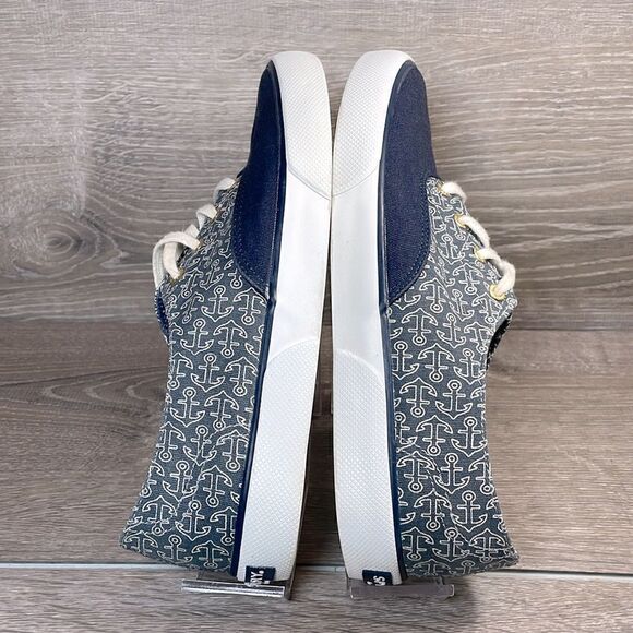 Sperry Top Sider Seacoast Women’s Sz 7M Blue Canvas Nautical Anchors Low Sneaker - Picture 10 of 10